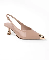Berness Women's Patent Heels and Toe Cap Slingback Pumps