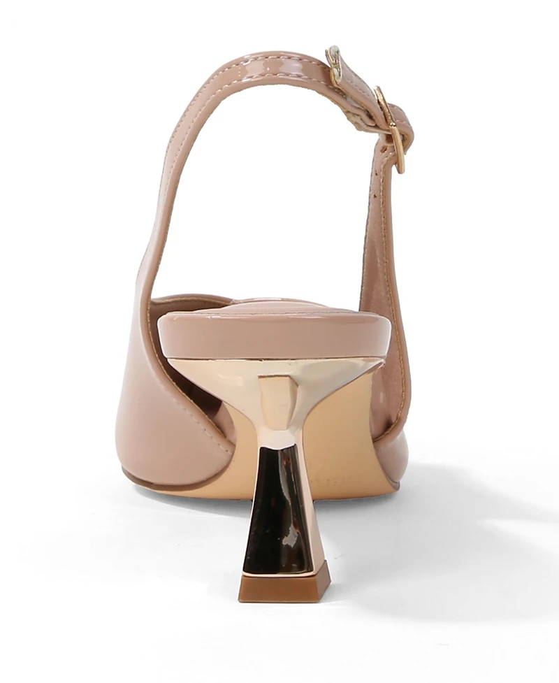 Berness Women's Patent Heels and Toe Cap Slingback Pumps