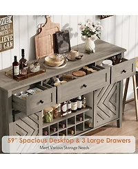 gaomon Farmhouse 59" Buffet Cabinet with Sliding Barn Door, 33.4" Tall Wood Rustic Sideboard with 3 Drawer