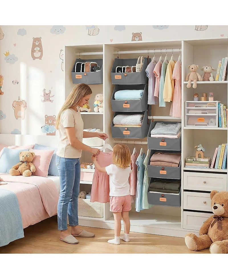 gaomon Hanging Closet Organizer 4 Tier, Non-Woven Fabric Storage Shelves with Collapsible Baskets, Space-Saving Hanging Organizer for Bedroom, Dorm