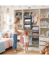 gaomon Hanging Closet Organizer 4 Tier, Non-Woven Fabric Storage Shelves with Collapsible Baskets, Space-Saving Hanging Organizer for Bedroom, Dorm