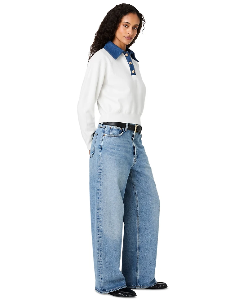 French Connection Women's Denim Knit Collared Sweater