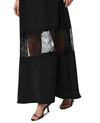 French Connection Women's Quinn Crepe Lace Sleeveless Maxi Dress
