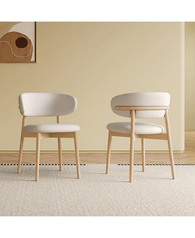 Rainsken Modern Dining Chairs Set of 2, Upholstered Pu Leather Dining Chairs, Wooden Frame, for Dining Room, Kitchen, or Living Room