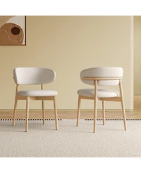 Rainsken Modern Dining Chairs Set of 2, Upholstered Pu Leather Dining Chairs, Wooden Frame, for Dining Room, Kitchen, or Living Room