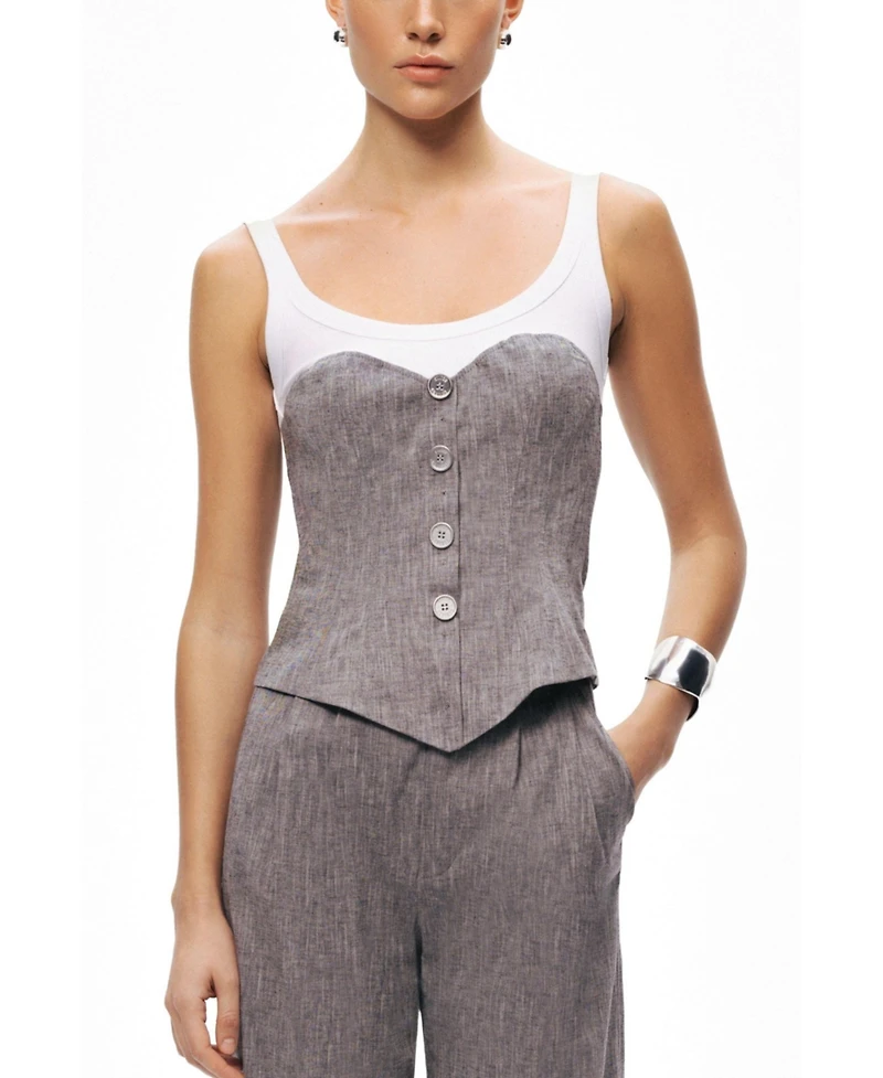 Nocturne Women's Button-Front Tailored Blouse