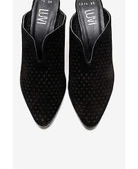 Forever & Always Shoes Women's Toen Leather Block Heel Mule