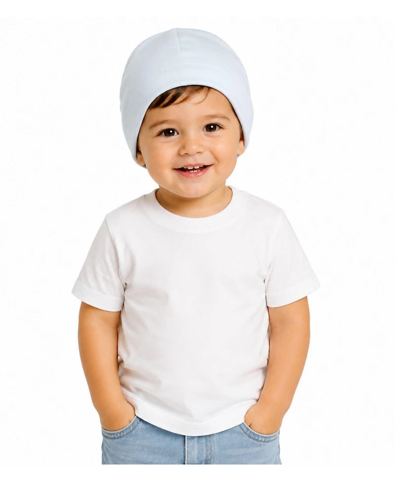 MeMoi Baby Girls Solid No Fold Cotton Blend Beanie
