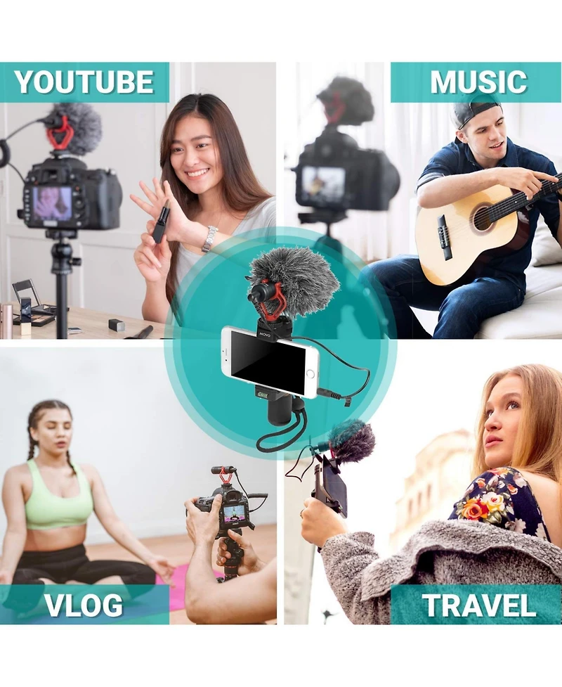 Movo Pr-2-pm Smartphone Video Rig with Shotgun Microphone, Grip Handle, & Wrist Strap for Smartphones