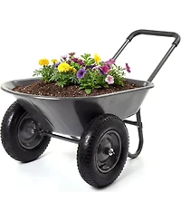 gaomon Heavy Duty Wheelbarrow Garden Cart with Dual Wheels and Built-In Stand 600 lbs Capacity Utility Cart for Yard Garden and Outdoor