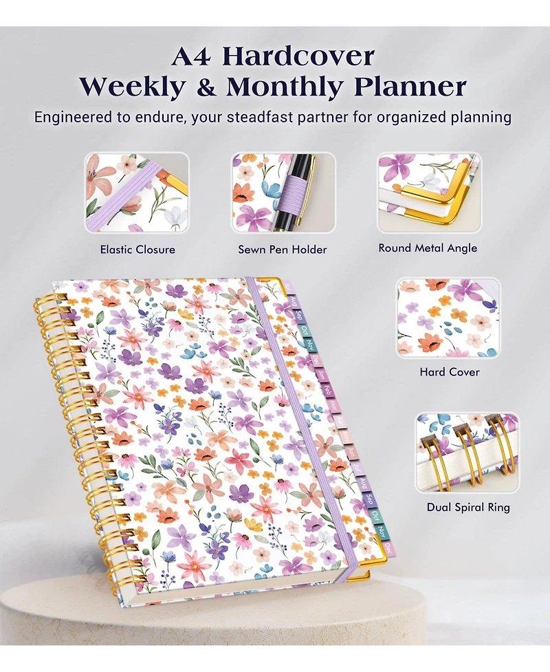 Gnuadz Planner 2026-2027 Weekly Monthly Hardcover Spiral Agenda