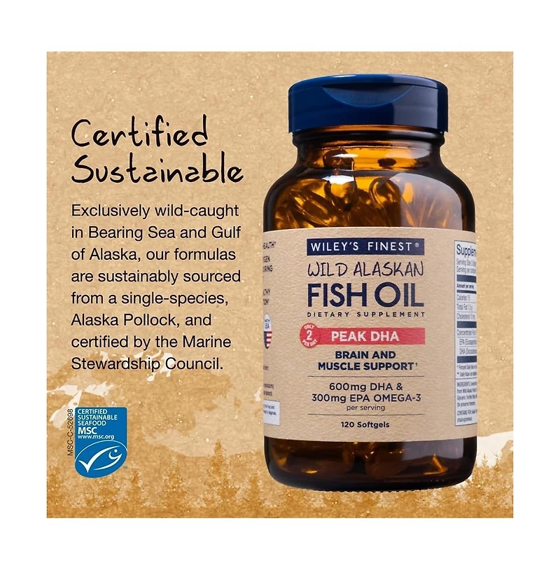 Wiley's Finest Wild Alaskan Fish Oil Peak Dha
