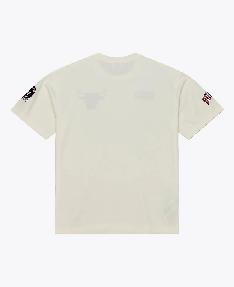 Mitchell & Ness Men's Cream Chicago Bulls Hardwood Classics Chainstitch Premium T-Shirt