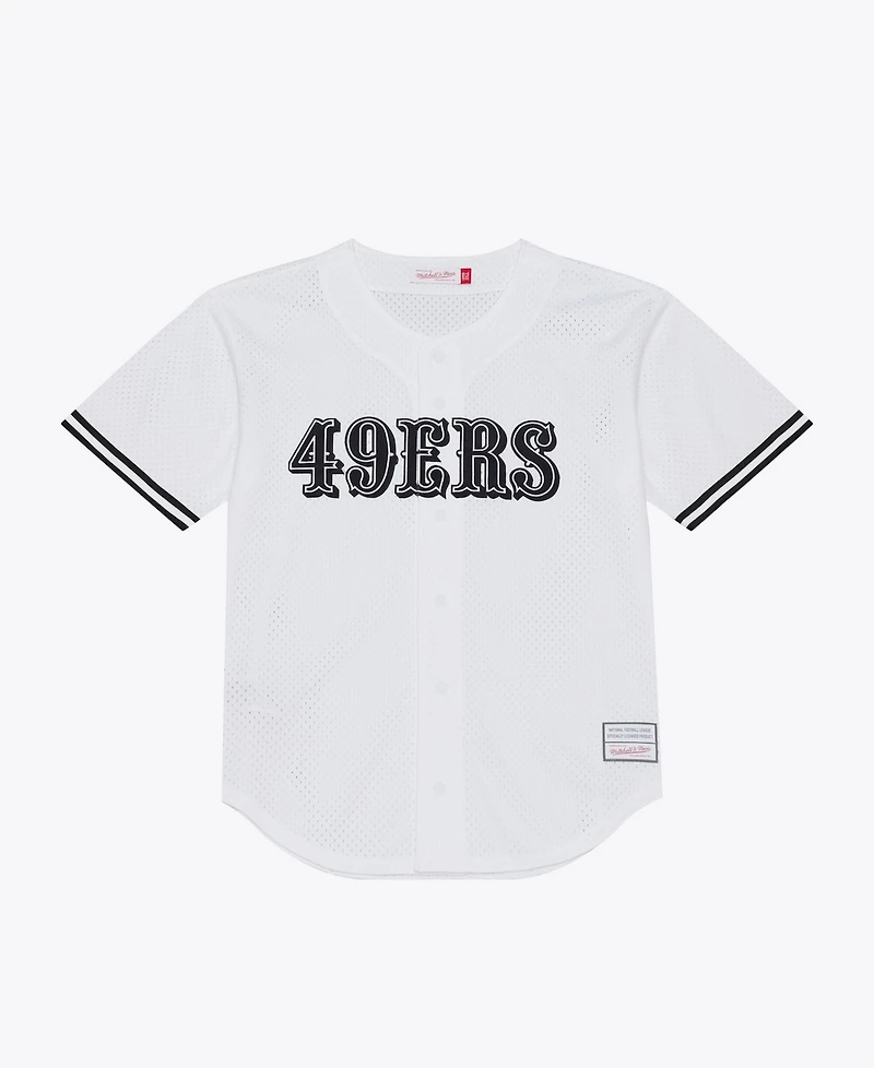 Mitchell & Ness Men's White San Francisco 49ers Monochrome Mesh Full-Button Baseball Jersey