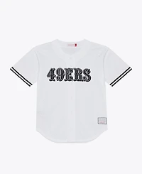 Mitchell & Ness Men's White San Francisco 49ers Monochrome Mesh Full-Button Baseball Jersey