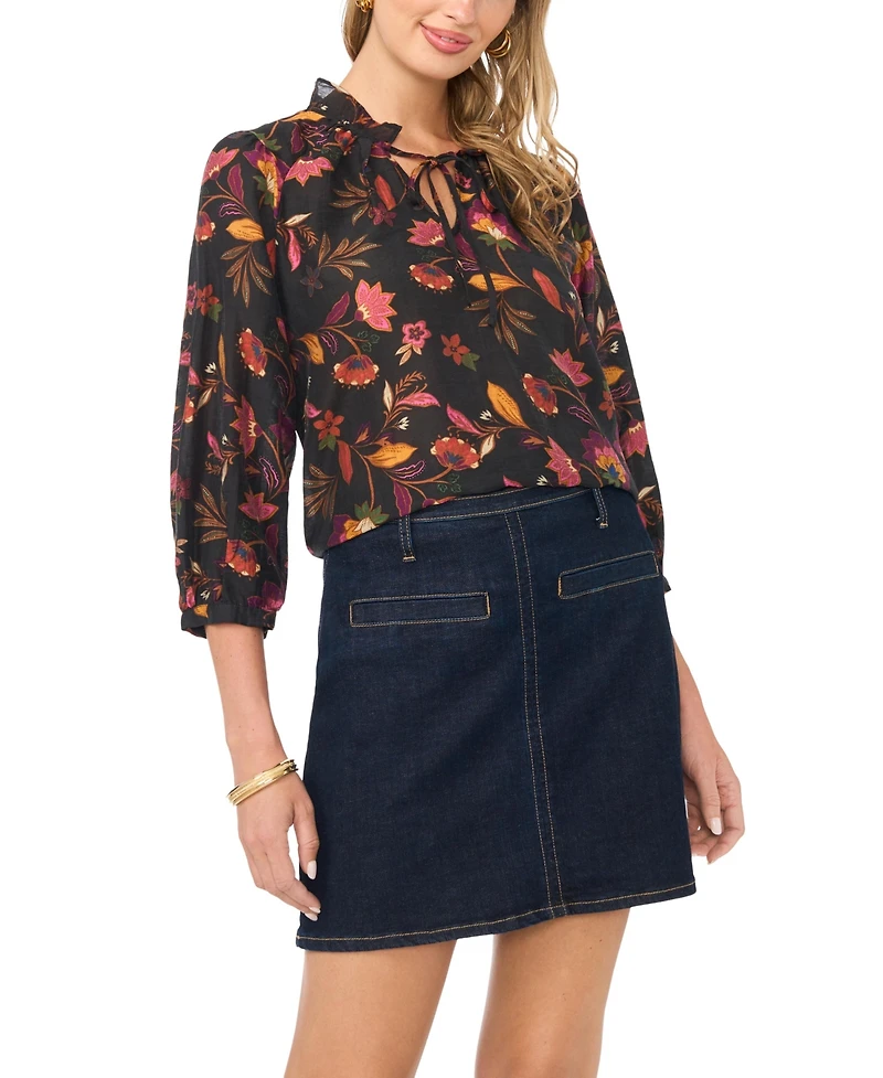 Vince Camuto Women's Ruffle V-Neck Peasant-Sleeve Top