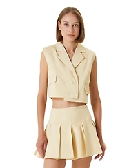 Pcfg Women's Cropped Cotton Woven Vest