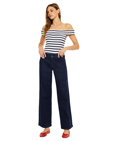 KanCan Women's Usa Kayla High Rise Wide Leg Trouser Jeans