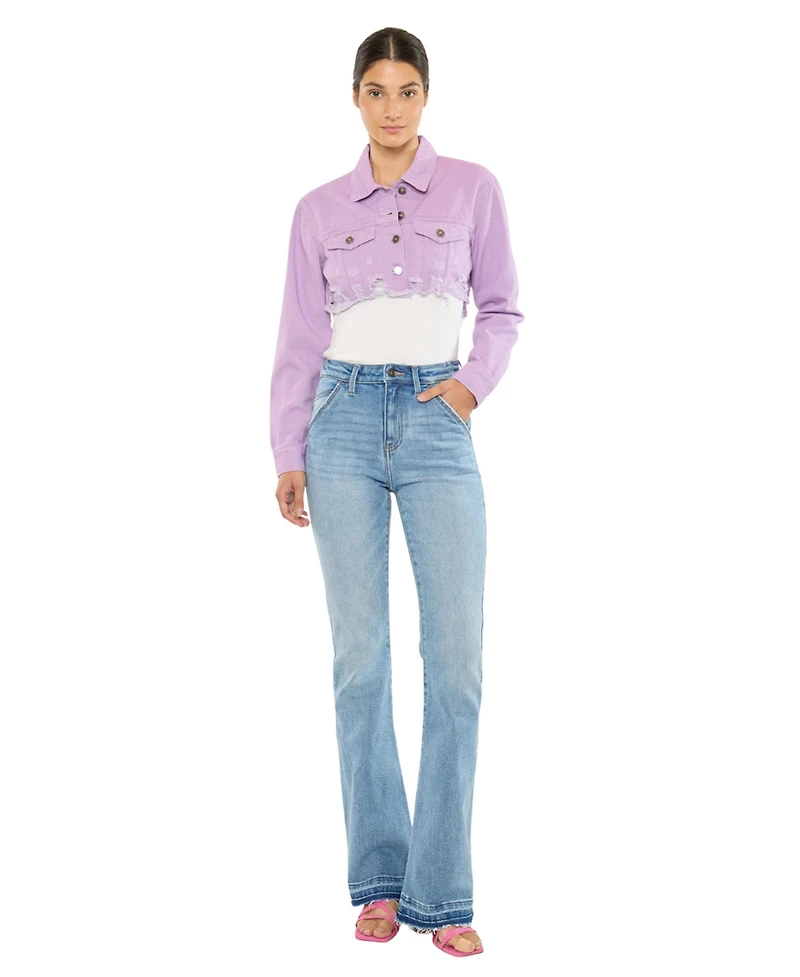 KanCan Women's Usa Aimmes High Rise Flare Jeans