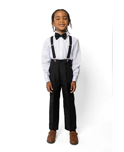Peanut Butter Collection Toddler Boys Barn Wedding 4-Piece Shirt, Bowtie, Suspenders and Pants Set