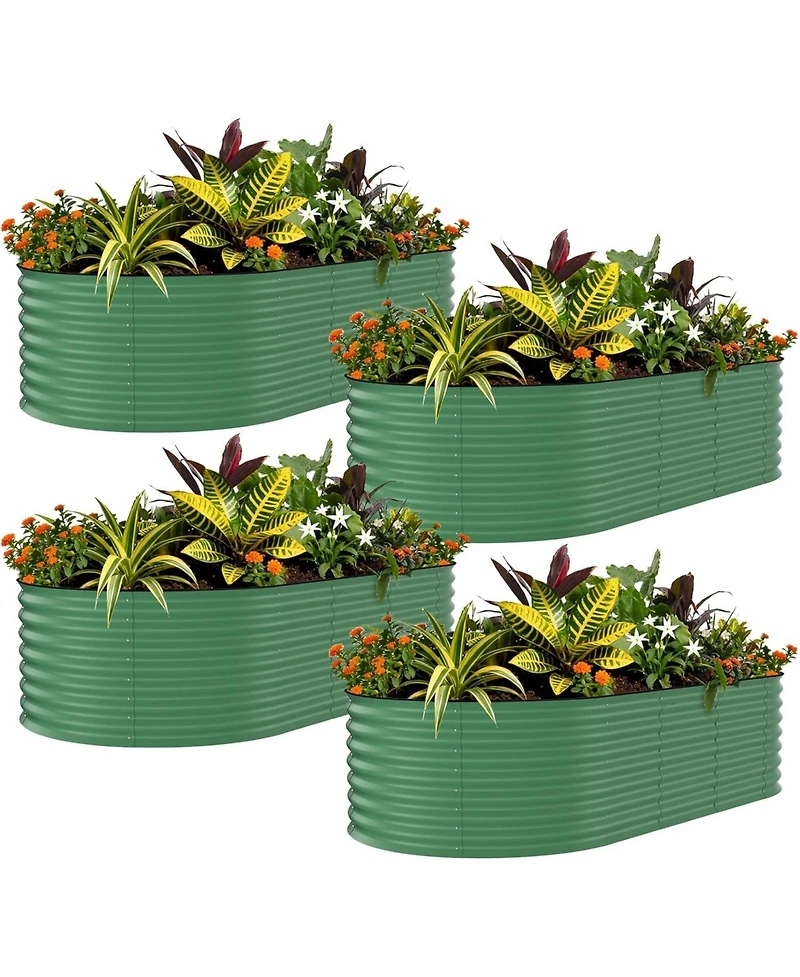 Xo 4 Pack Galvanized Raised Garden Beds 8x2x1.5 ft, Metal Planter Boxes for Vegetables, Outdoor Garden
