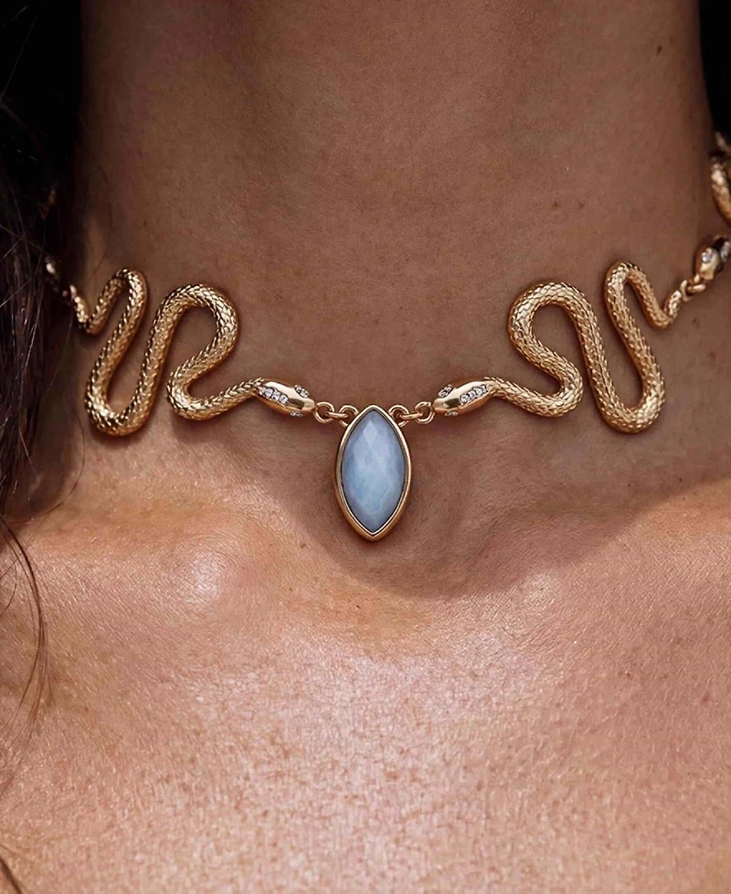 Ettika Gold-Plated Imitation Pearl Serpentina Choker Necklace