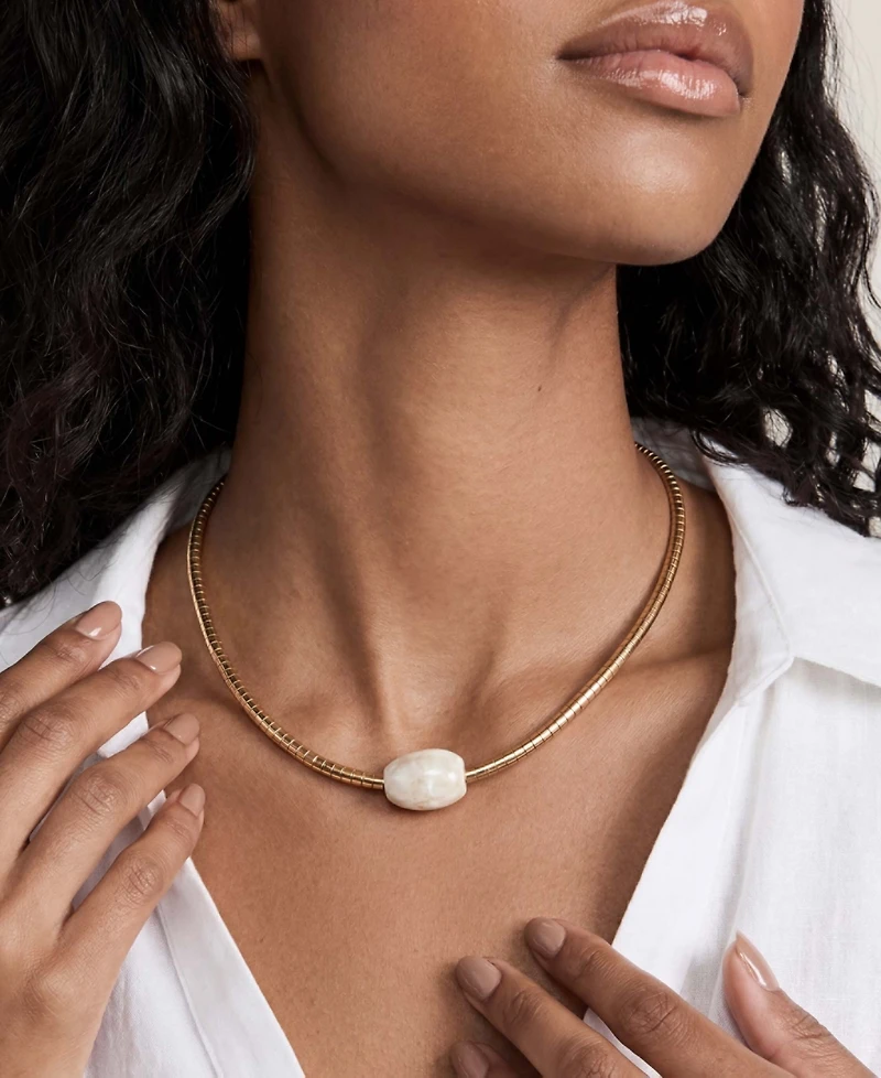 Ettika Gold-Plated Gold Beaded Bone Nugget Necklace
