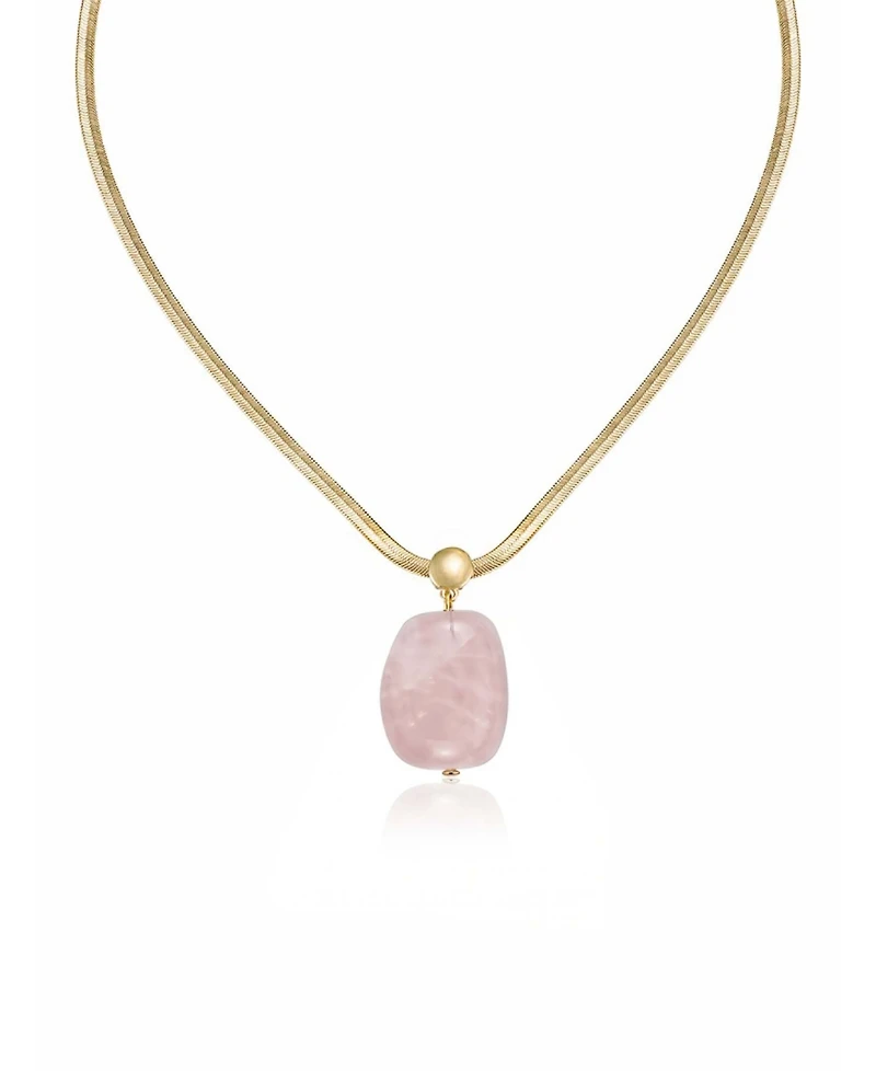 Ettika Gold-Plated Rose Pendant Snake Chain Necklace