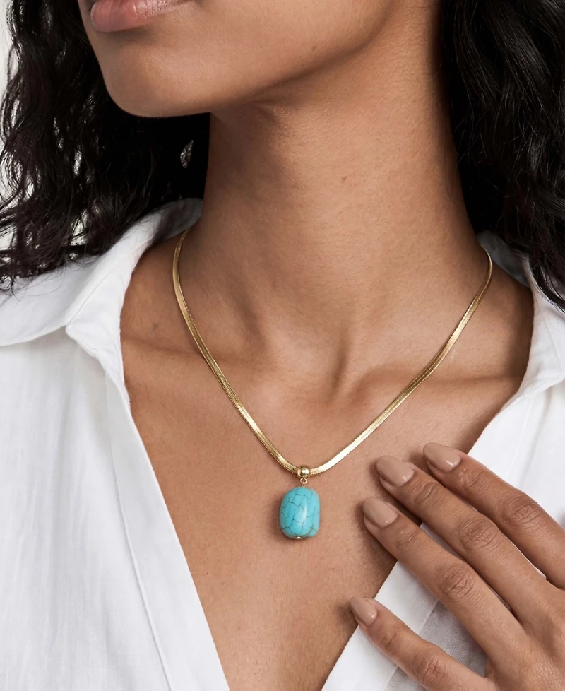 Ettika Gold-Plated Turquoise Pendant Snake Chain Necklace