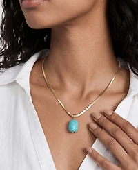 Ettika Gold-Plated Turquoise Pendant Snake Chain Necklace