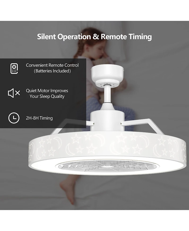 Costway 23' inch Led Light Adjustable Color 3 Speeds Remote Control Fan