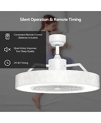 Costway 23' inch Led Light Adjustable Color 3 Speeds Remote Control Fan