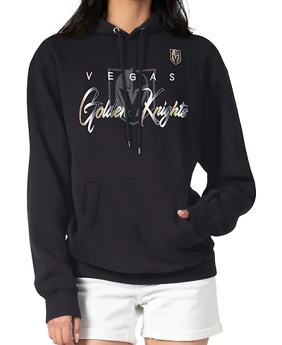 G-iii 4Her by Carl Banks Men's Black Vegas Golden Knights Shadow Logo Fleece Pullover Hoodie