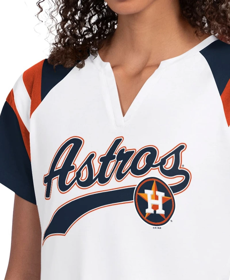 Starter Women's White Houston Astros Game On Notch Neck Raglan T-Shirt