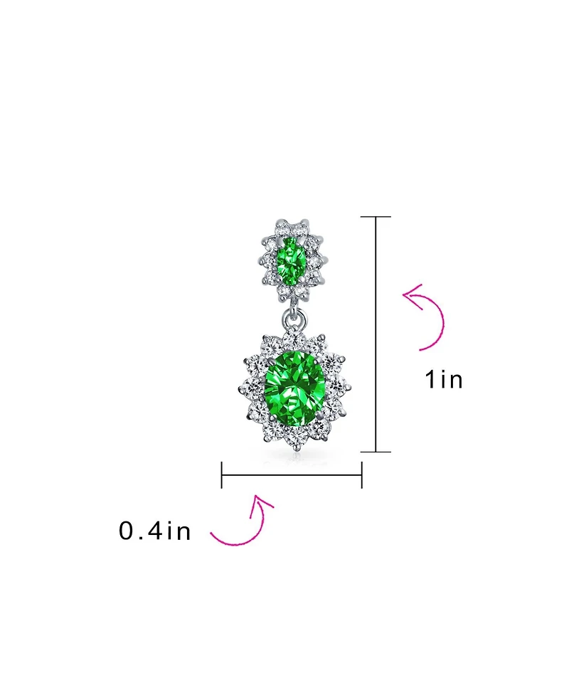 Bling Jewelry Classic Cocktail Saphire Blue Cubic Zirconia Cz Dangle Oval Drop Earrings Silver Plated