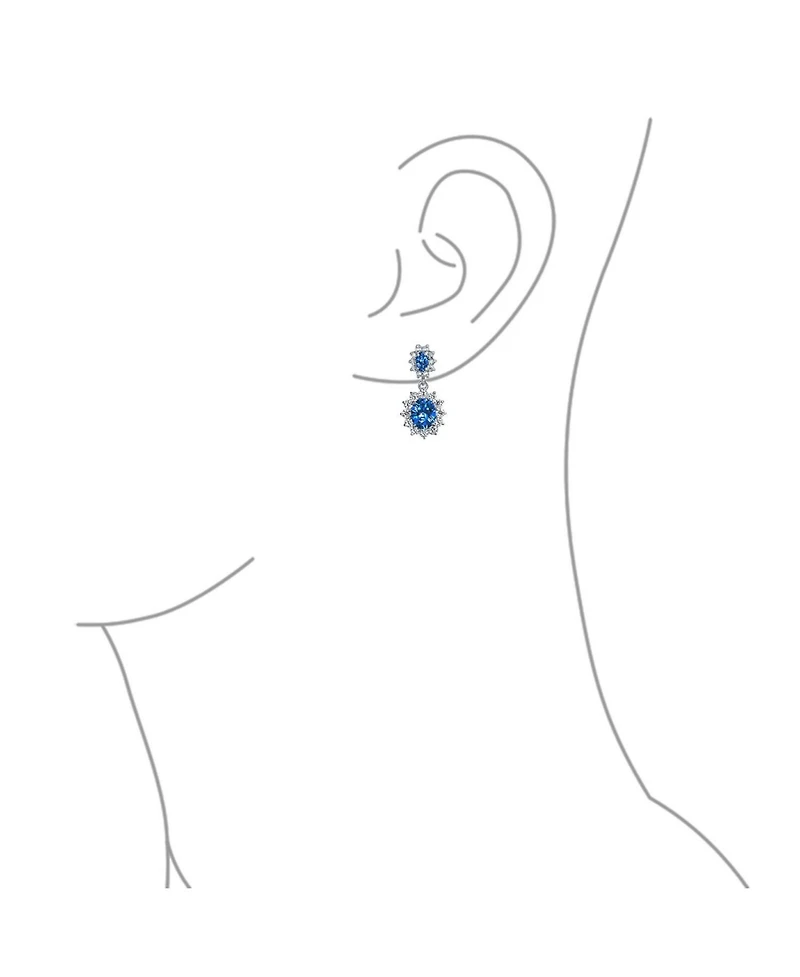 Bling Jewelry Classic Cocktail Saphire Blue Cubic Zirconia Cz Dangle Oval Drop Earrings Silver Plated