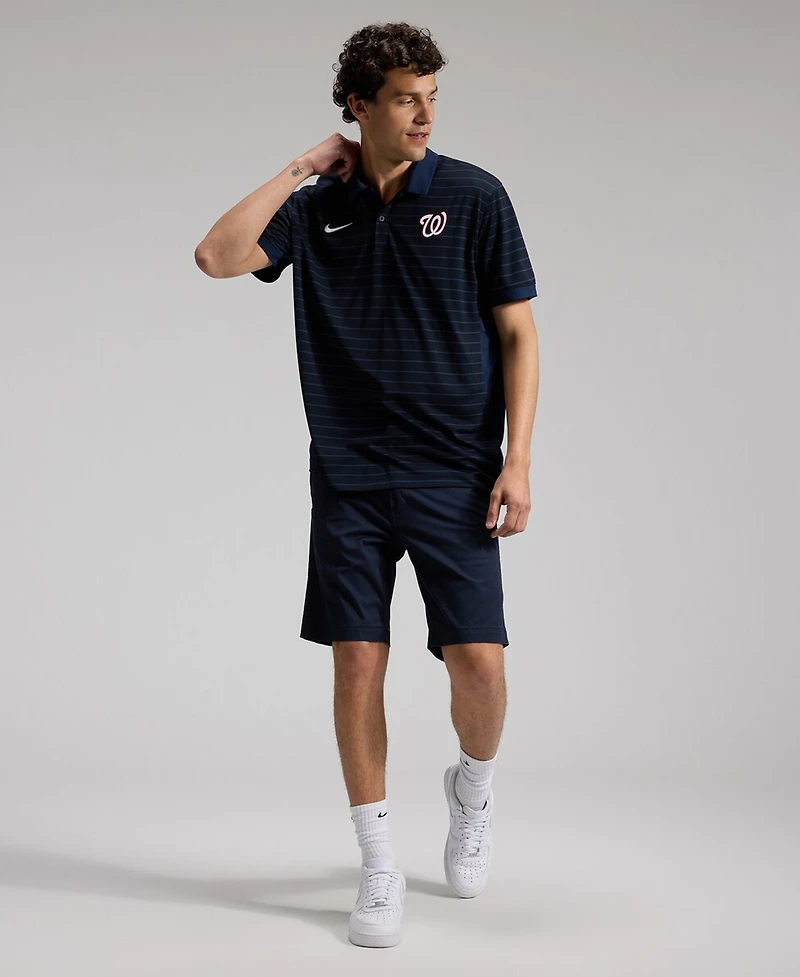 Nike Men's Navy Washington Nationals Authentic Collection Striped Victory Dri-fit Polo Shirt