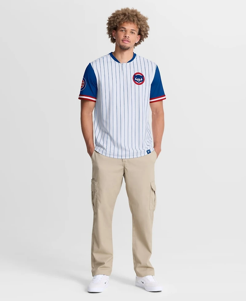 Fanatics Men's White/Royal Chicago Cubs Pinstripe Walk Off Shirt
