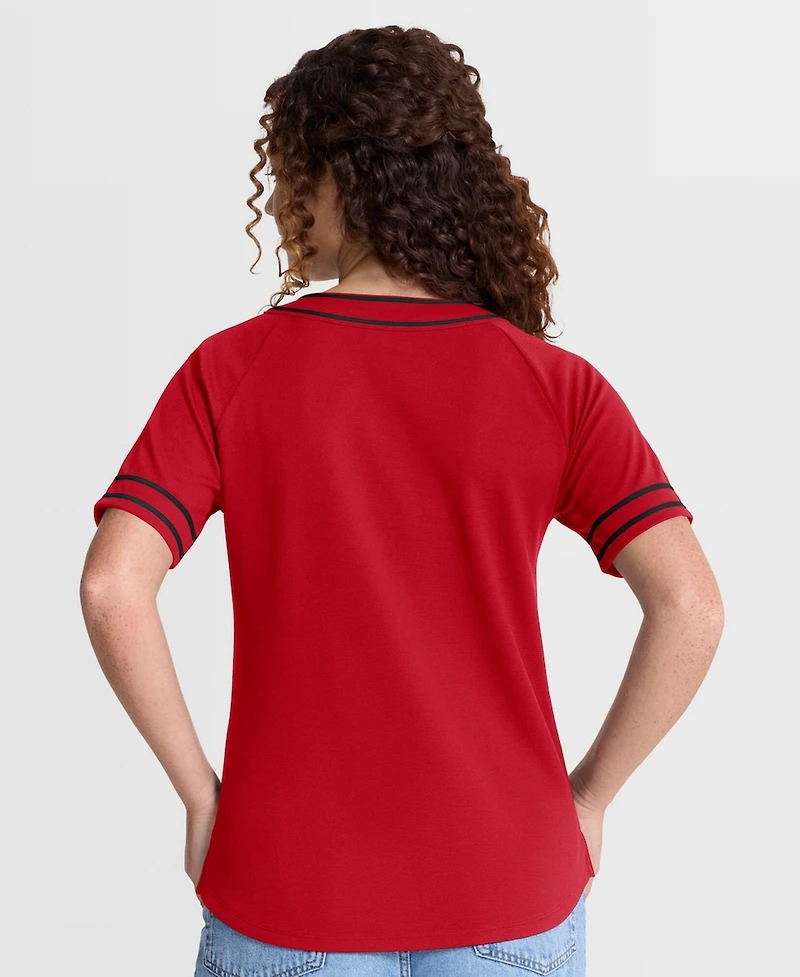 Fanatics Women's Red Cincinnati Reds Diva Race Ahead Raglan V-Neck T-Shirt