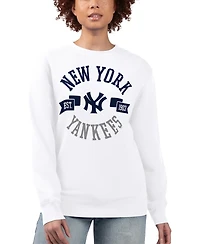 G-iii 4Her by Carl Banks Women's White New York Yankees Team Logo Fleece Pullover Sweatshirt