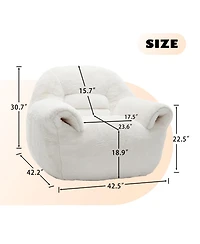 Rainsken Bean Bag Chair, Faux Fur Bean Bag Chair, with Filler Included, Soft Beanbag Chairs, Ergonomic, for Bedroom and Living Room