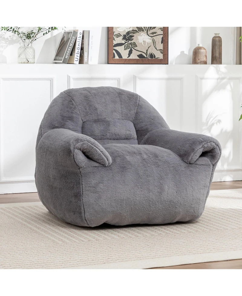 Rainsken Bean Bag Chair, Faux Fur with Filler Included, Soft Beanbag Chairs, Ergonomic, for Bedroom and Living Room