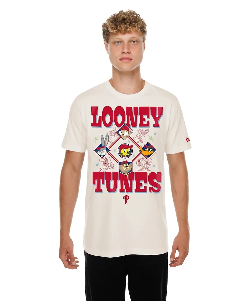 New Era Men's and Women's Cream Philadelphia Phillies Looney Tunes T-Shirt