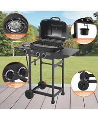 Asagikoiai 2 Burner Propane Gas Grill with Side Burner, Stainless Steel Outdoor Bbq