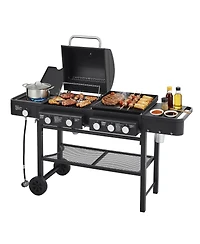 Asagikoiai 5 Burner Propane Gas Grill and Griddle Combo, 56,000 Btu Outdoor Bbq with Side Burner