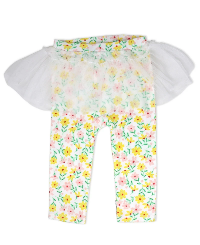 Baby Mode Girls' Short-Sleeve Bodysuit, Pant and Headband