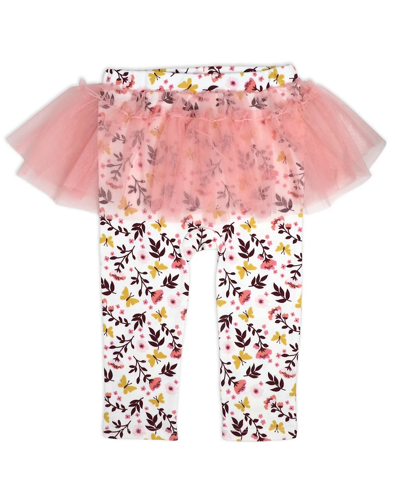 Baby Mode Girls' Short-Sleeve Bodysuit, Pant and Headband