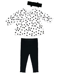Baby Mode Girls' Long-Sleeve Top, Pant and Headband