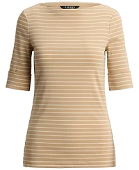 Lauren Ralph Petite Striped Boat Neck T-Shirt