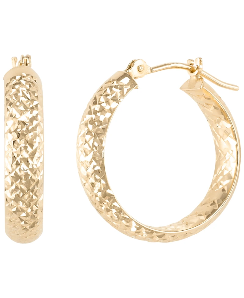 Italian Gold Round Inside-Out Diamond Cut Hoop Earrings in 10k Yellow Gold